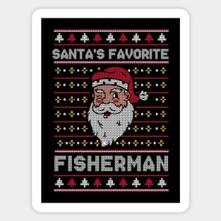 Santa's Favorite Fisherman // Funny Ugly Christmas Sweater // Fishing Holiday Xmas Sticker